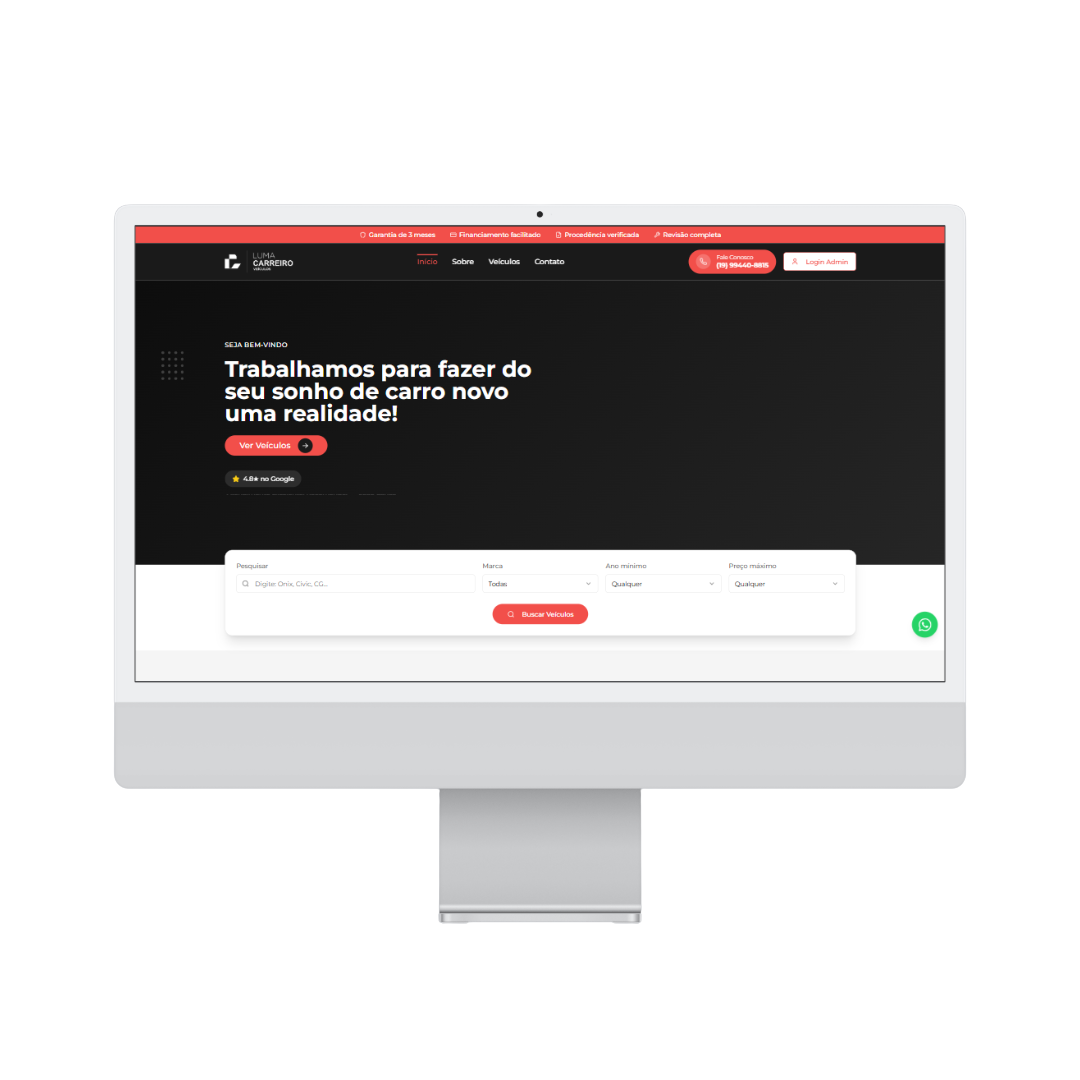 Tela do W2Garage aplicada ao case de sucesso da Luma Carreiro